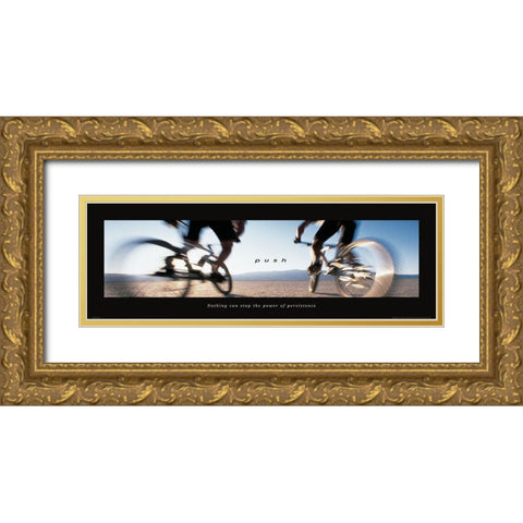 Push - Bicycle Gold Ornate Wood Framed Art Print with Double Matting by Frontline