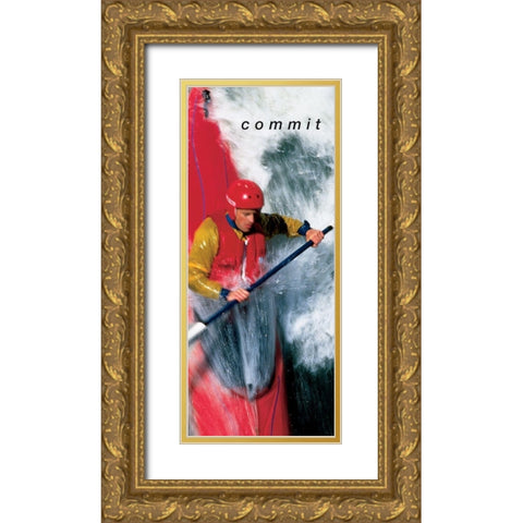 Kayak - Commit Gold Ornate Wood Framed Art Print with Double Matting by Unknown