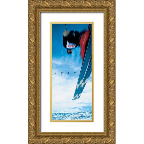 Ski - Soar Gold Ornate Wood Framed Art Print with Double Matting by Unknown