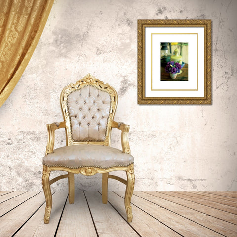 Lantern Flower Gold Ornate Wood Framed Art Print with Double Matting by Frontline