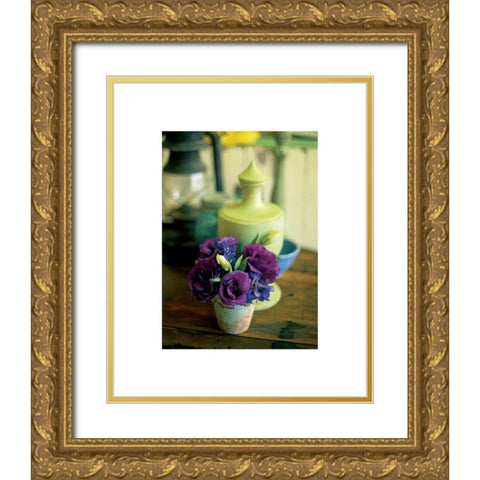 Lantern Flower Gold Ornate Wood Framed Art Print with Double Matting by Frontline