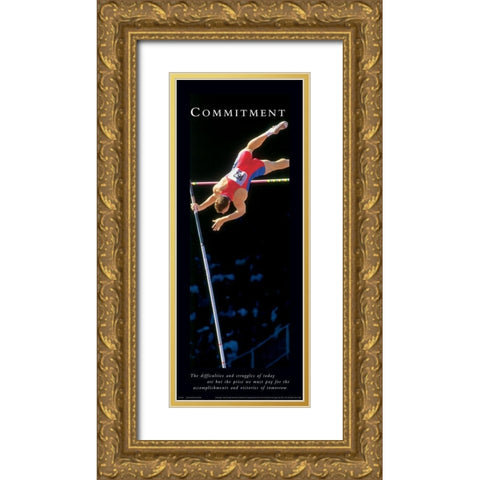 Commitment Pole Vault Gold Ornate Wood Framed Art Print with Double Matting by Unknown