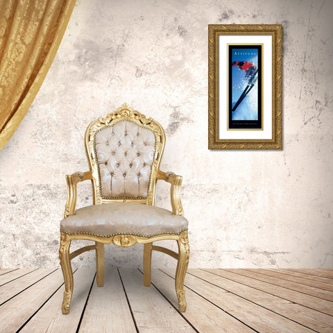 Attitude Skier Gold Ornate Wood Framed Art Print with Double Matting by Unknown