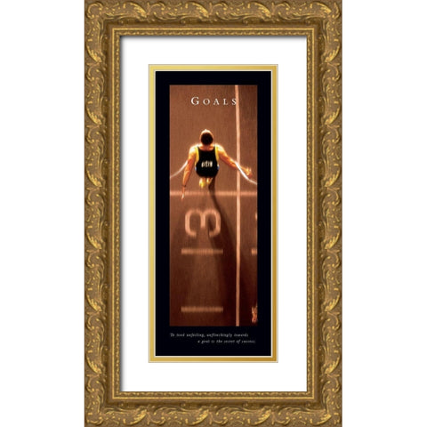 Goals - Finish Line Gold Ornate Wood Framed Art Print with Double Matting by Frontline