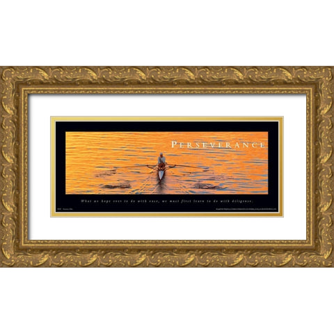 Perseverance Sculler Gold Ornate Wood Framed Art Print with Double Matting by Unknown