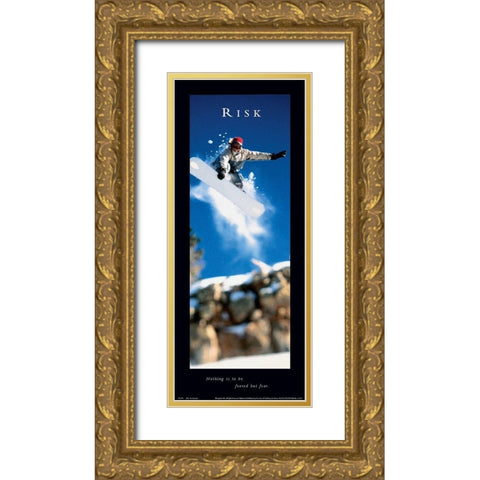 Risk - Snowboarder Gold Ornate Wood Framed Art Print with Double Matting by Frontline