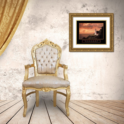 Success Lighthouse Gold Ornate Wood Framed Art Print with Double Matting by Unknown