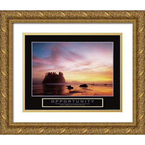 Opportunity Seashore Gold Ornate Wood Framed Art Print with Double Matting by Unknown