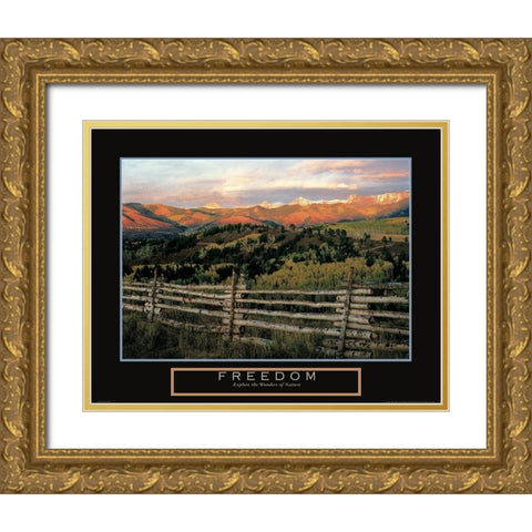 Cimmaron Range Sunset Gold Ornate Wood Framed Art Print with Double Matting by Frontline