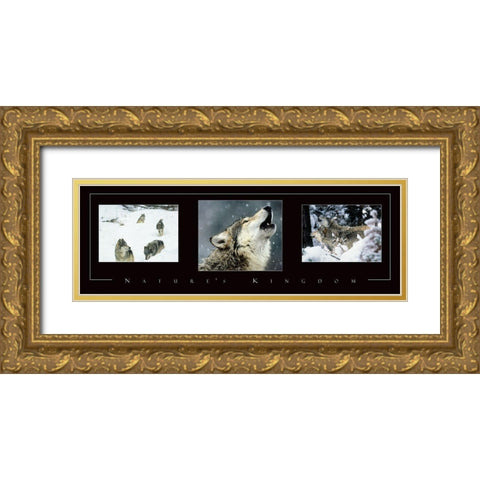 Wolves Tryp Gold Ornate Wood Framed Art Print with Double Matting by Frontline