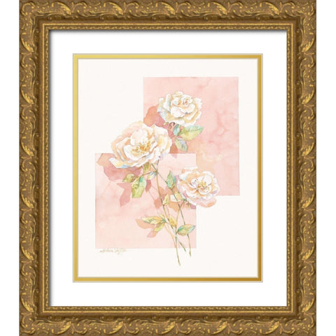 Rose Pastel Collage II Gold Ornate Wood Framed Art Print with Double Matting by Unknown