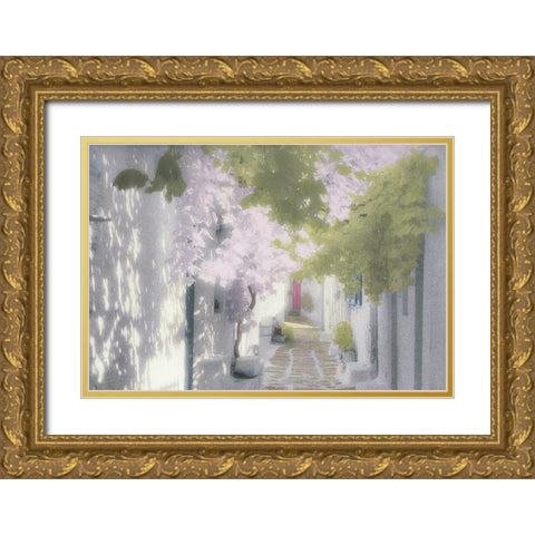 White Alley Gold Ornate Wood Framed Art Print with Double Matting by Unknown