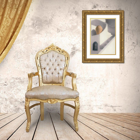 White Stairs Gold Ornate Wood Framed Art Print with Double Matting by Unknown