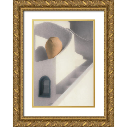 White Stairs Gold Ornate Wood Framed Art Print with Double Matting by Unknown