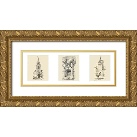 Villeneuve Gold Ornate Wood Framed Art Print with Double Matting by Unknown