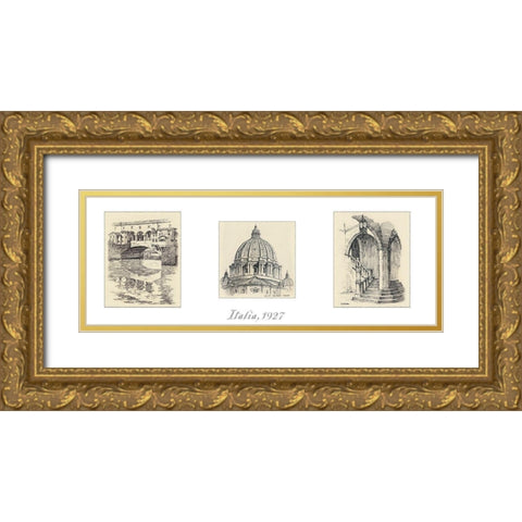 Italia Gold Ornate Wood Framed Art Print with Double Matting by Unknown