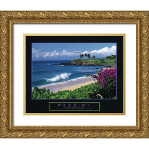 Passion - Beach Gold Ornate Wood Framed Art Print with Double Matting by Unknown