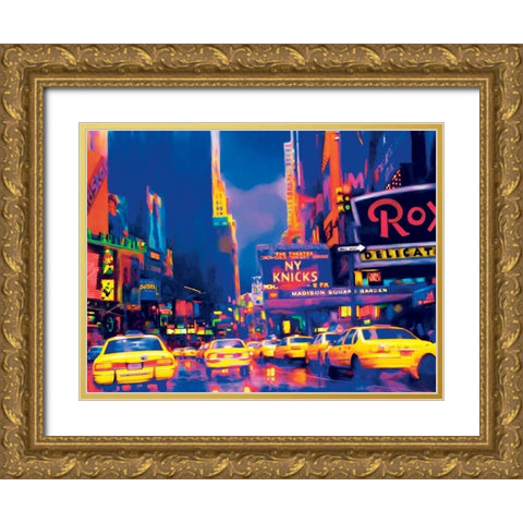 Times Square Gold Ornate Wood Framed Art Print with Double Matting by Unknown