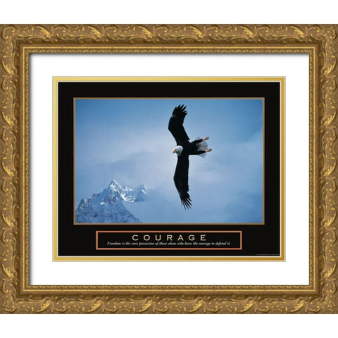 Courage - Eagle Gold Ornate Wood Framed Art Print with Double Matting by Unknown