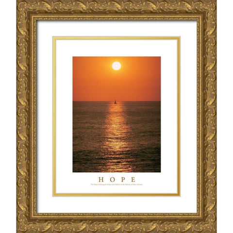 Hope - Sailboat Gold Ornate Wood Framed Art Print with Double Matting by Unknown