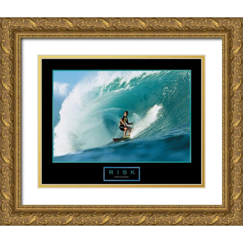 Risk - Surfer Gold Ornate Wood Framed Art Print with Double Matting by Unknown