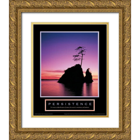 Persistence - Lonely Island Gold Ornate Wood Framed Art Print with Double Matting by Unknown