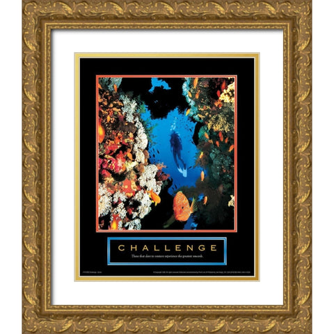Challenge - Diver Gold Ornate Wood Framed Art Print with Double Matting by Unknown