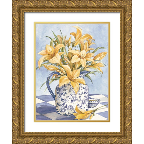 Yellow and Blue I Gold Ornate Wood Framed Art Print with Double Matting by Unknown