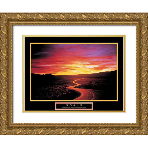 Road Sunset Gold Ornate Wood Framed Art Print with Double Matting by Unknown