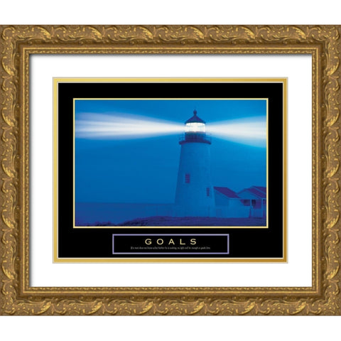 Lighthouse Gold Ornate Wood Framed Art Print with Double Matting by Unknown