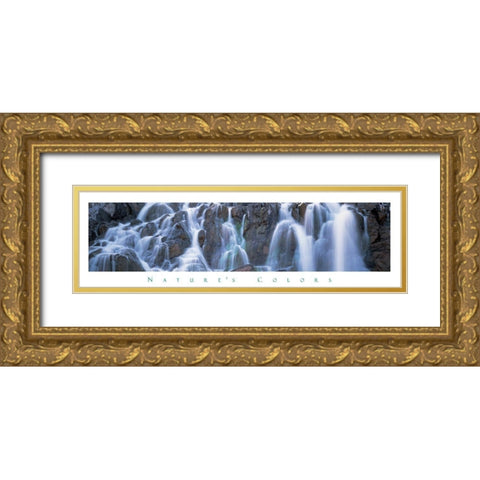 Rock Falls - Nature Gold Ornate Wood Framed Art Print with Double Matting by Unknown