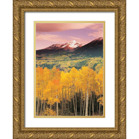Mountain Valley Gold Ornate Wood Framed Art Print with Double Matting by Unknown