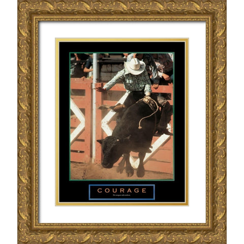 Courage - Rodeo Gold Ornate Wood Framed Art Print with Double Matting by Unknown