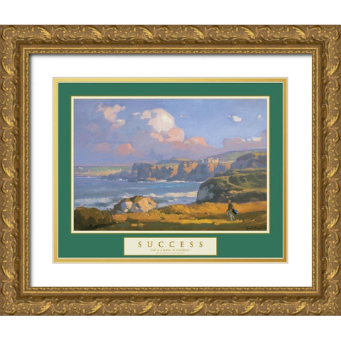 Success - Golf on the Cliffs Gold Ornate Wood Framed Art Print with Double Matting by Unknown