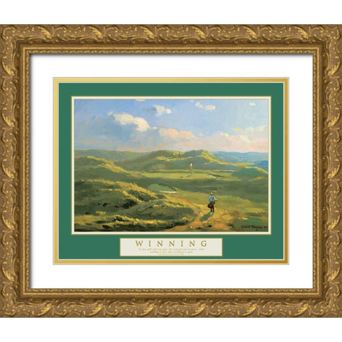 Winning - Golf on the Cliffs Gold Ornate Wood Framed Art Print with Double Matting by Unknown