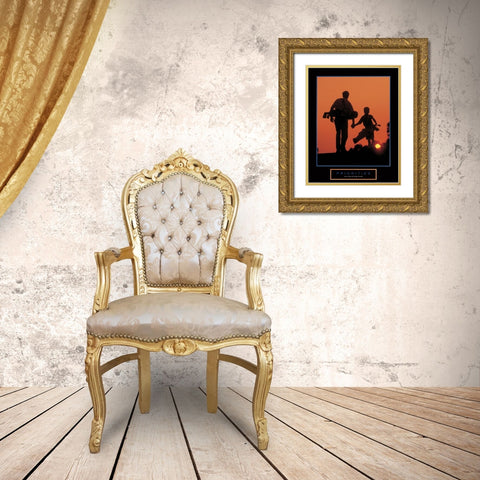 Priorities - Father and Son Golfing Gold Ornate Wood Framed Art Print with Double Matting by Unknown