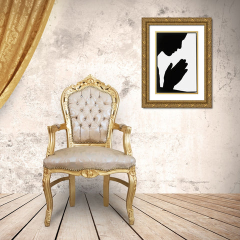 Pray Gold Ornate Wood Framed Art Print with Double Matting by Unknown