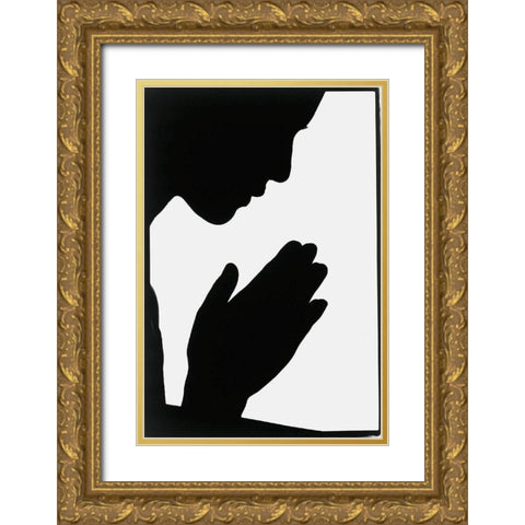 Pray Gold Ornate Wood Framed Art Print with Double Matting by Unknown