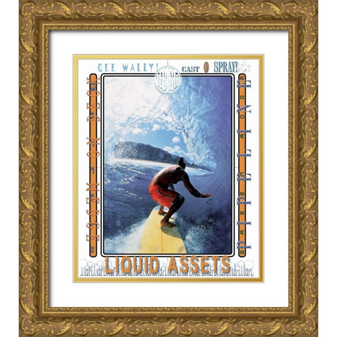 Surfer Extreme Gold Ornate Wood Framed Art Print with Double Matting by Unknown