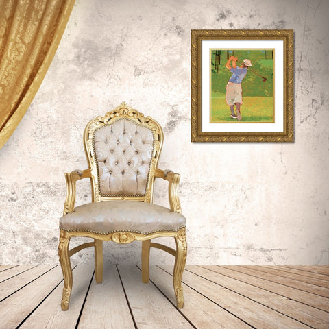 Golf - Drive Gold Ornate Wood Framed Art Print with Double Matting by Unknown