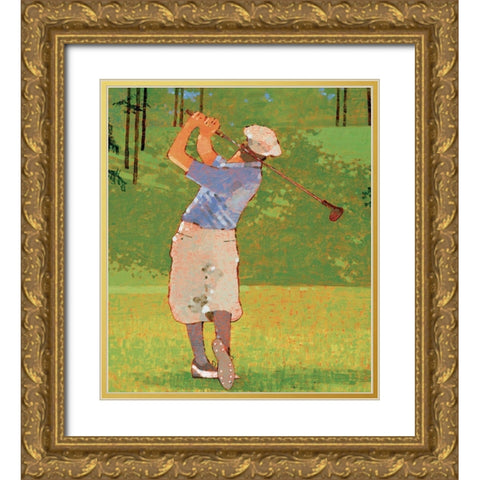 Golf - Drive Gold Ornate Wood Framed Art Print with Double Matting by Unknown