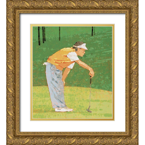 Golf - Putt Gold Ornate Wood Framed Art Print with Double Matting by Unknown