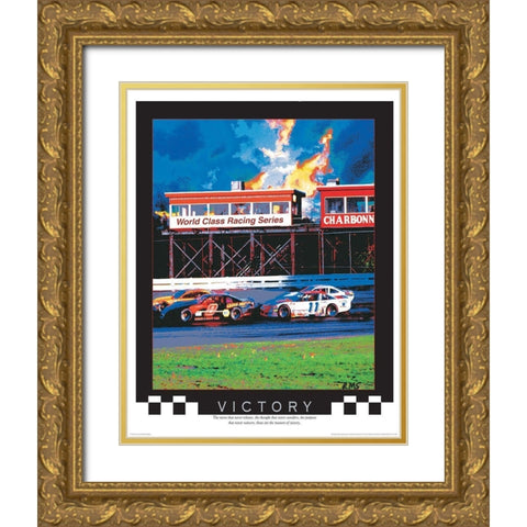 Victory Lap Gold Ornate Wood Framed Art Print with Double Matting by Unknown