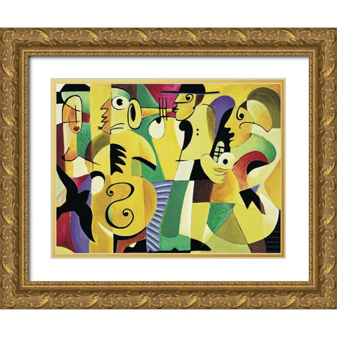 The Band Gold Ornate Wood Framed Art Print with Double Matting by Unknown