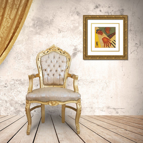 Aerobleu I Gold Ornate Wood Framed Art Print with Double Matting by Unknown