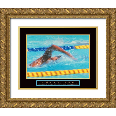 Character - Swimmer Gold Ornate Wood Framed Art Print with Double Matting by Unknown