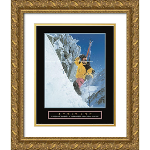 Attitude - Skier Gold Ornate Wood Framed Art Print with Double Matting by Unknown
