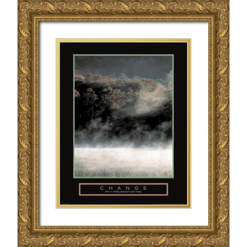 Change - Misty Mountain Gold Ornate Wood Framed Art Print with Double Matting by Unknown