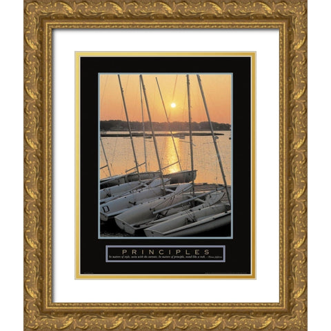 Principles - Sailboats Gold Ornate Wood Framed Art Print with Double Matting by Unknown