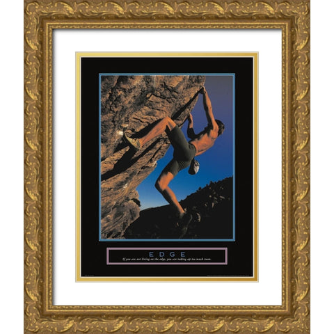 Edge - Rock Climber Gold Ornate Wood Framed Art Print with Double Matting by Unknown
